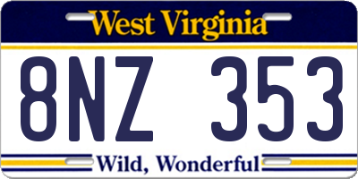 WV license plate 8NZ353