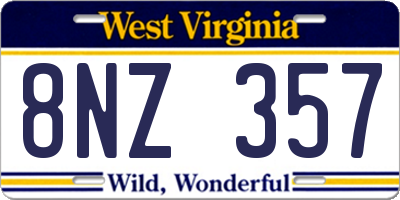 WV license plate 8NZ357