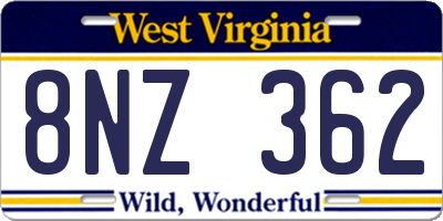 WV license plate 8NZ362