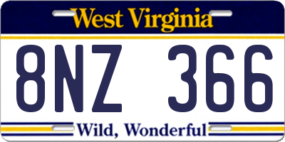 WV license plate 8NZ366