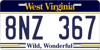 WV license plate 8NZ367