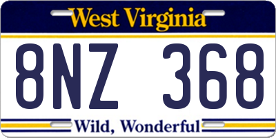 WV license plate 8NZ368