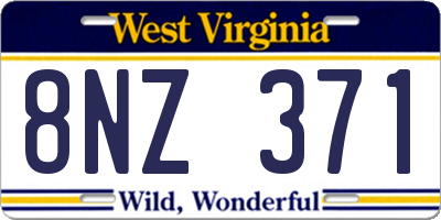 WV license plate 8NZ371