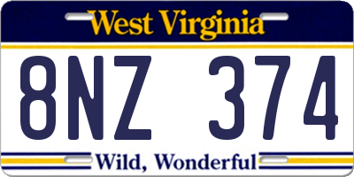 WV license plate 8NZ374