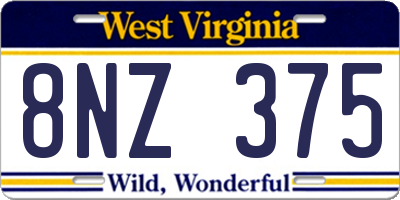 WV license plate 8NZ375
