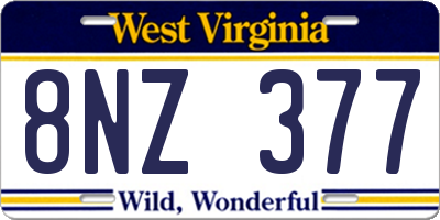 WV license plate 8NZ377