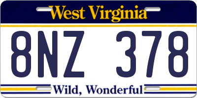 WV license plate 8NZ378