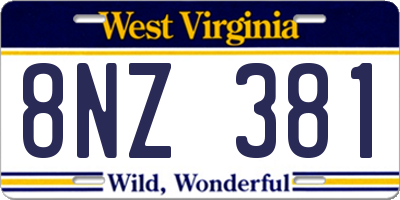 WV license plate 8NZ381