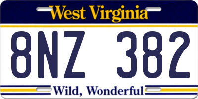 WV license plate 8NZ382
