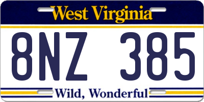 WV license plate 8NZ385