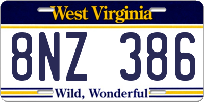 WV license plate 8NZ386