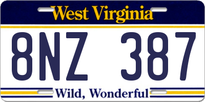 WV license plate 8NZ387