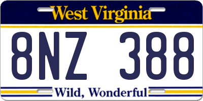 WV license plate 8NZ388