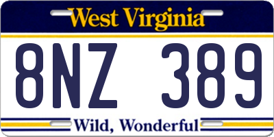 WV license plate 8NZ389