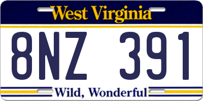 WV license plate 8NZ391