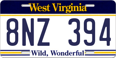WV license plate 8NZ394