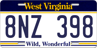 WV license plate 8NZ398