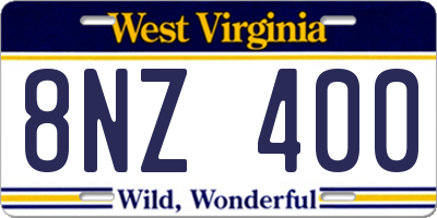 WV license plate 8NZ400