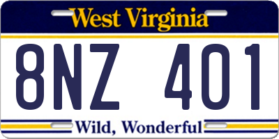 WV license plate 8NZ401