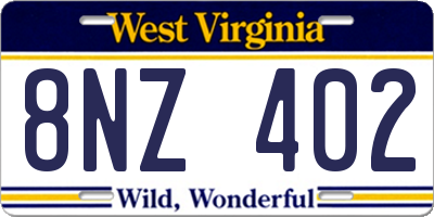 WV license plate 8NZ402