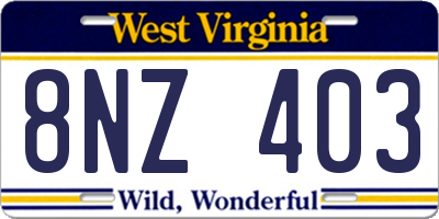 WV license plate 8NZ403