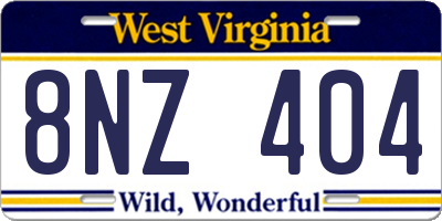 WV license plate 8NZ404