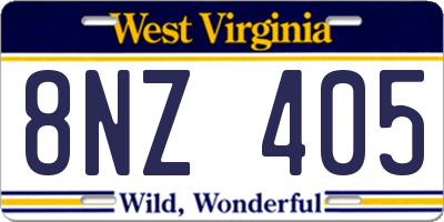 WV license plate 8NZ405