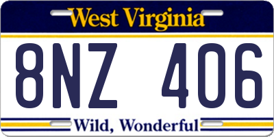 WV license plate 8NZ406