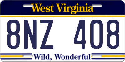 WV license plate 8NZ408