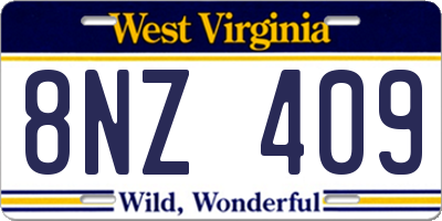 WV license plate 8NZ409