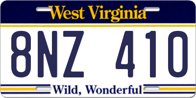 WV license plate 8NZ410