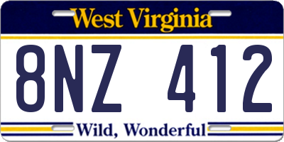 WV license plate 8NZ412