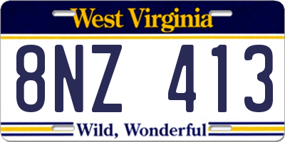 WV license plate 8NZ413