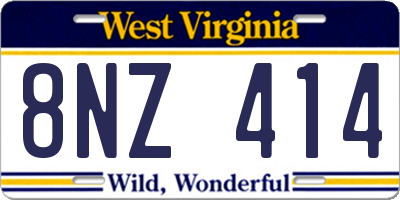 WV license plate 8NZ414