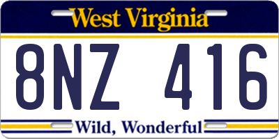 WV license plate 8NZ416