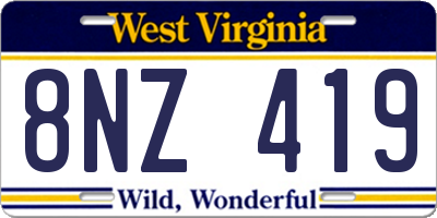 WV license plate 8NZ419