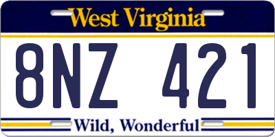 WV license plate 8NZ421
