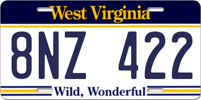 WV license plate 8NZ422