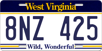 WV license plate 8NZ425