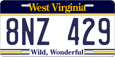 WV license plate 8NZ429