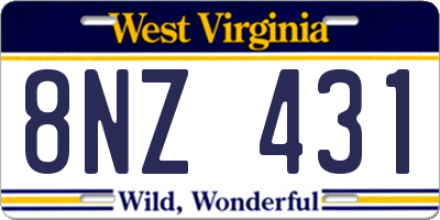 WV license plate 8NZ431