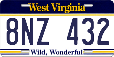 WV license plate 8NZ432