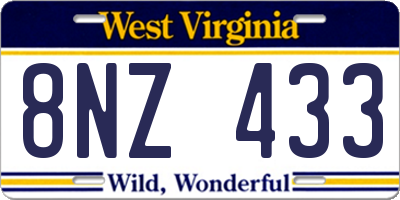 WV license plate 8NZ433