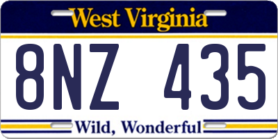 WV license plate 8NZ435