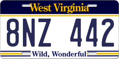 WV license plate 8NZ442
