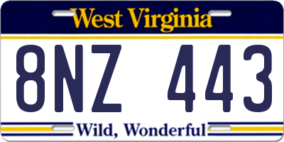 WV license plate 8NZ443