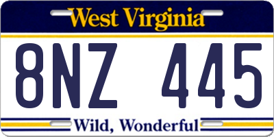 WV license plate 8NZ445