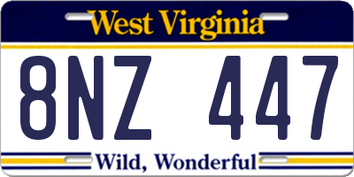 WV license plate 8NZ447