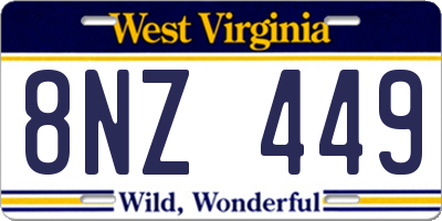WV license plate 8NZ449