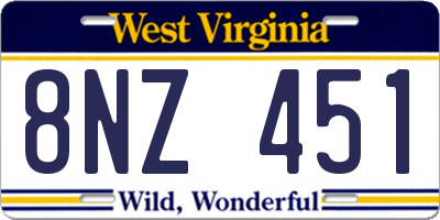WV license plate 8NZ451